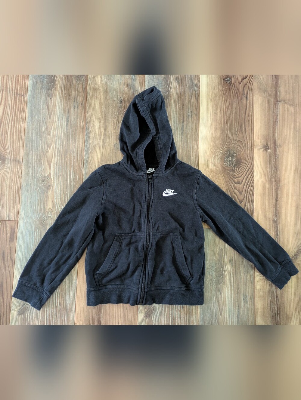 Nike Black Full Zip Long Sleeve Hooded Embroidered Jacket‎ Youth Small